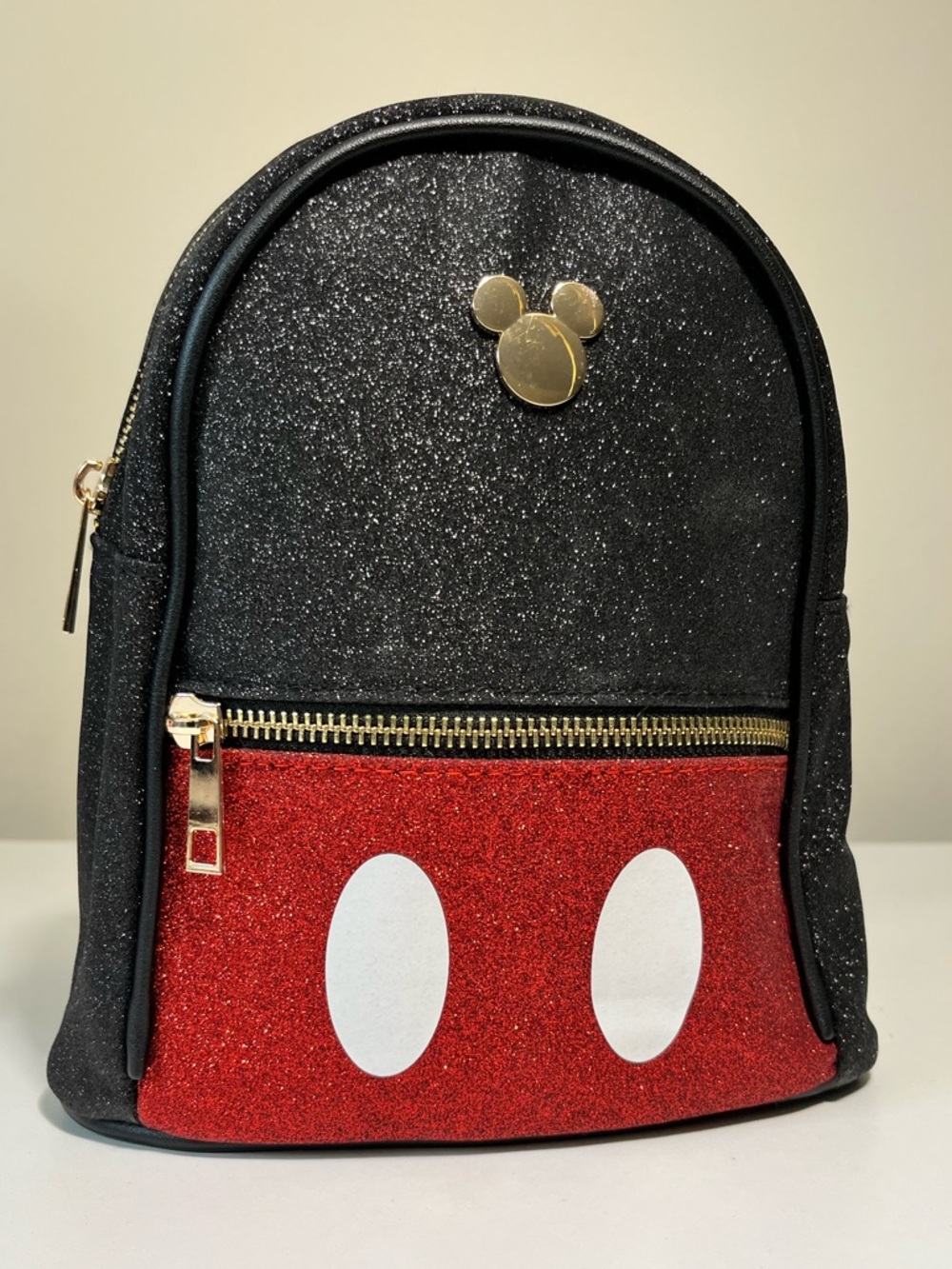 Disney Mini Black and Red Glitter Mickey Backpack